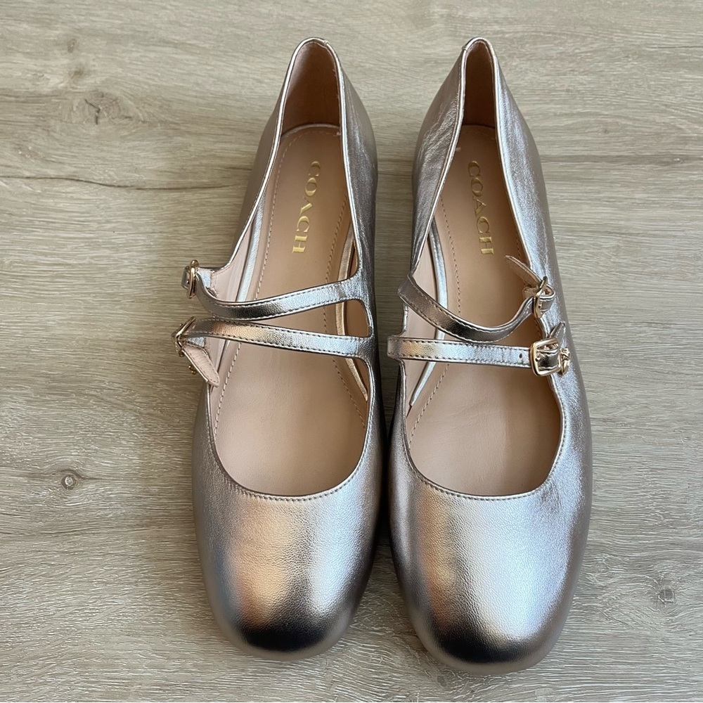Coach Whitley Mary Jane Ballet Flats Rose Gold SZ 9.5 NWOT - Picture 3 of 8